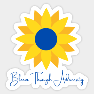 Bloom Through Adversity - Blue/Yellow Sunflower Sticker